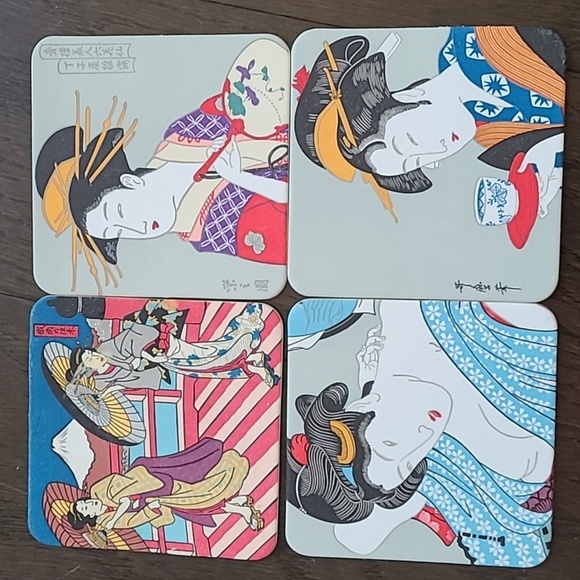 Japanese print coaster set of 12 - Picture 3 of 6